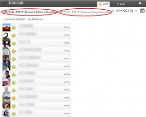 Screenshot of Roll Call Attendance tool