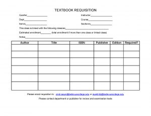 Textbook Requistion Form