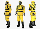 three people in Hazmat uniforms